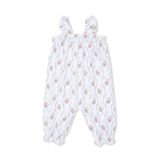 Ruffly Strap Overall- Heirloom Rose Stripe - Angel Dear