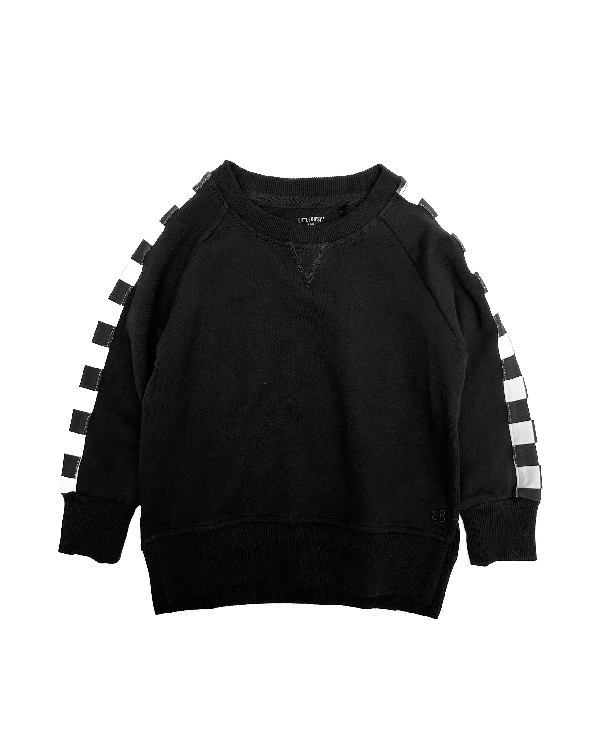 Side Checkered Pullover - Black - Baby Sweet Pea's Boutique