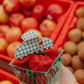 BLUE GINGHAM STRAWBERRY CHARM CLAW-MIDI - KAXI