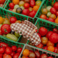 BROWN GINGHAM TOMATO CHARM CLAW-MIDI - KAXI