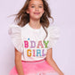 Birthday Girl Gem Ruffle Sleeve Tee *Number on back* - Lola and the Boys