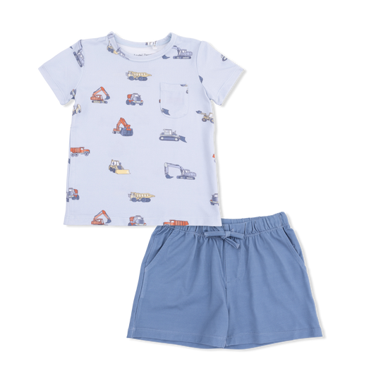 Loungewear Short Set - Construction Vehicles - Angel Dear