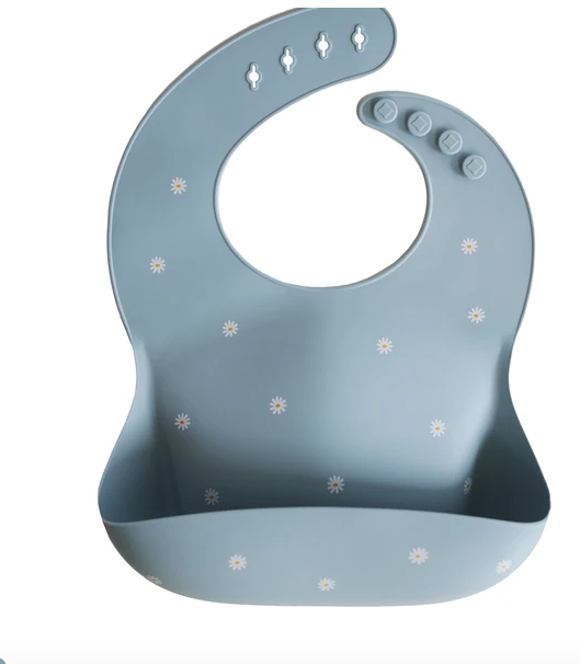 Silicone Bib (White Daisy) - Mushie & Co