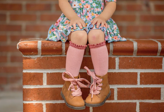 Lace Knee High Socks- Blush - Little Stocking Company