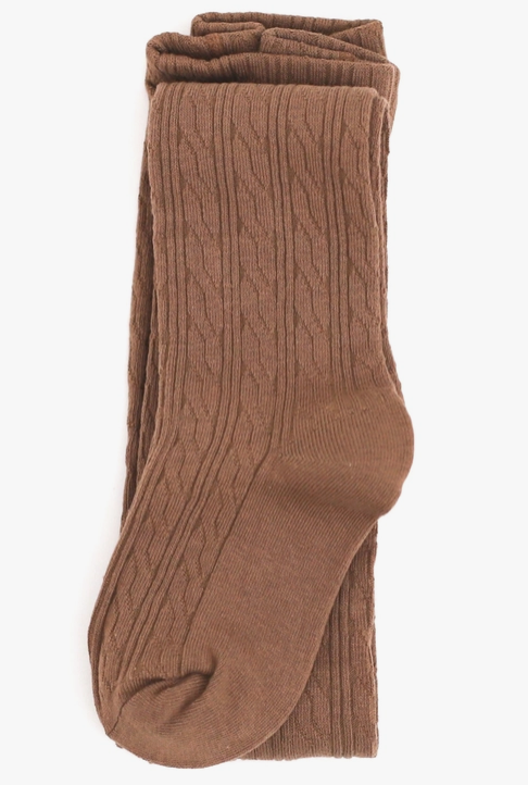 Mocha Cable Knit Tights - Little Stocking Company
