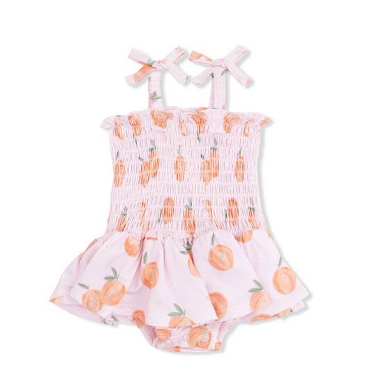Smocked Bubble with Skirt- Sweet Peach